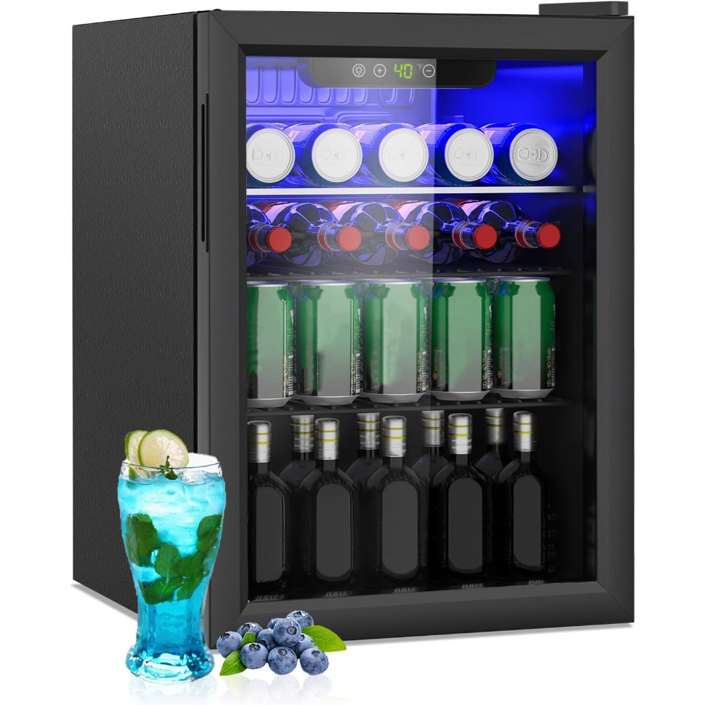 Wine And Beer Undercounter Fridge - Compact Beverage Refrigerator, 95 Can/2.6 Cubic