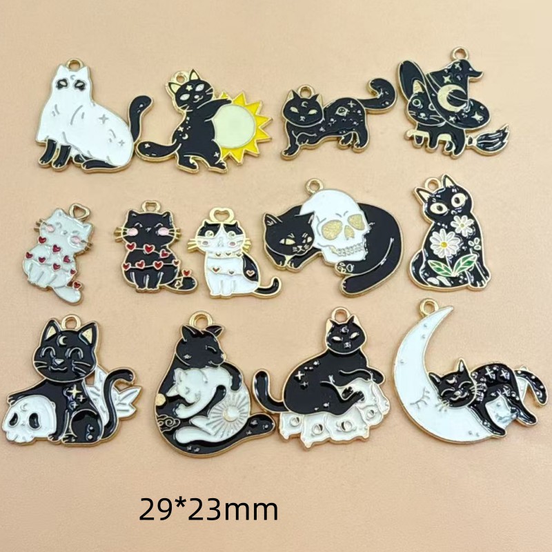 Cocktail Shaker Set - 10pcs Original Alloy Enamel Black Cat