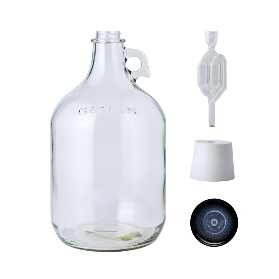 Wine Beer Cider - 1 Gallon Glass Jug with Airlock