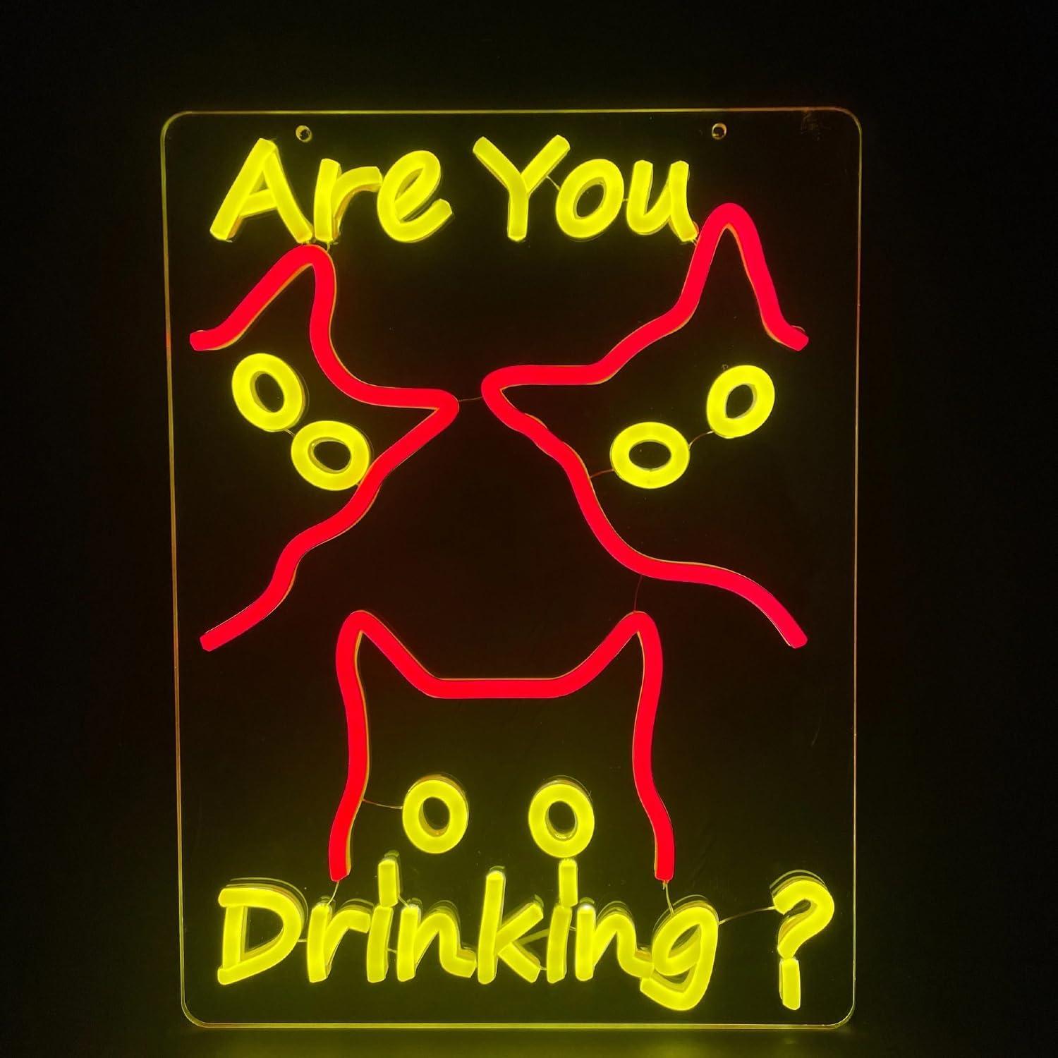 Wine Beer & Deli Reviews - Are You Dringking Neon Sign Cat