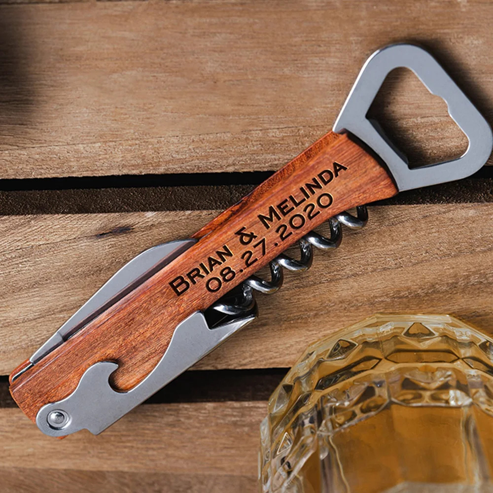 Personalised Logo Wood Handle  – Wine Beer Logo recenzja i cena