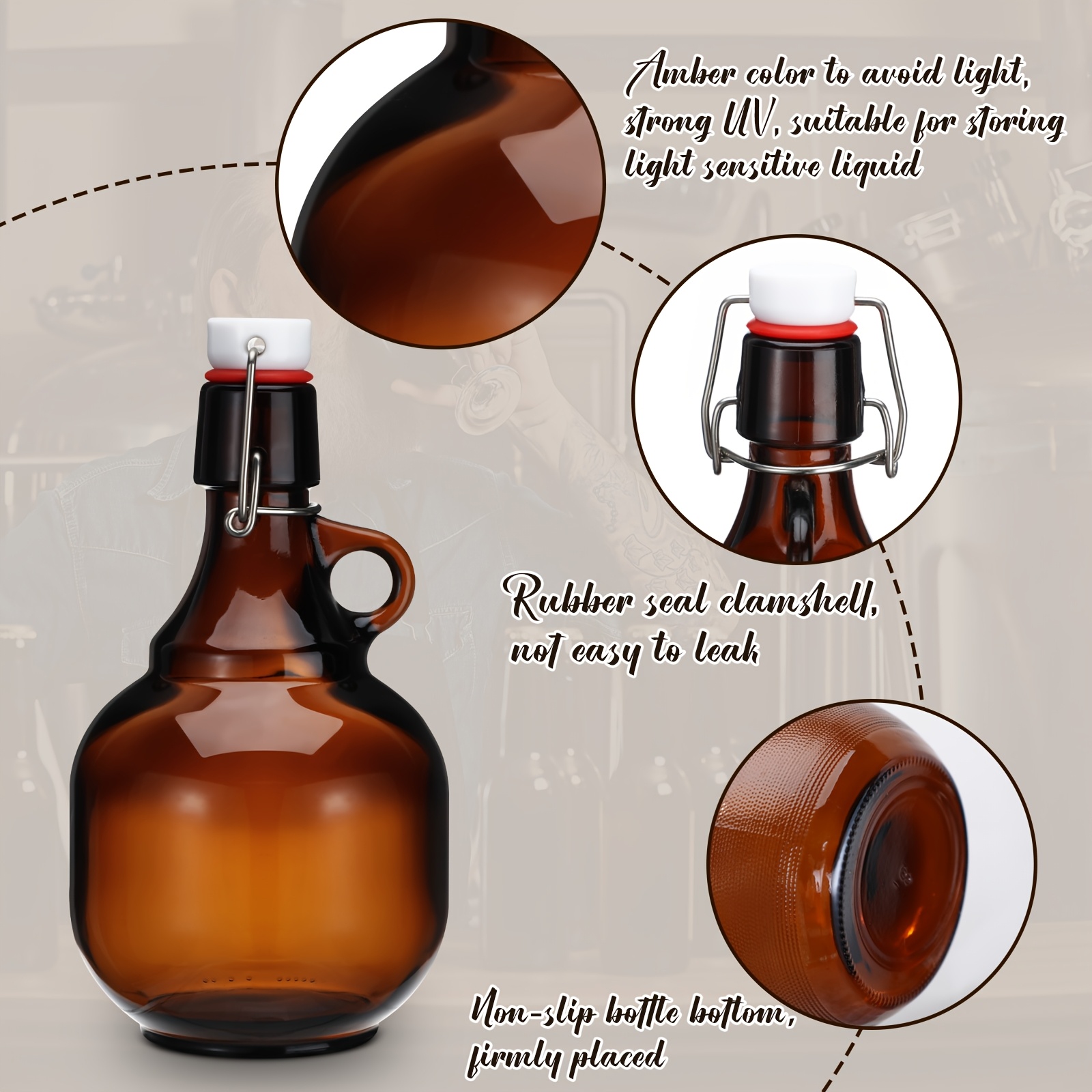 4pcs Amber Glass Growlers for  – Wine Beer Cider recenzja i cena