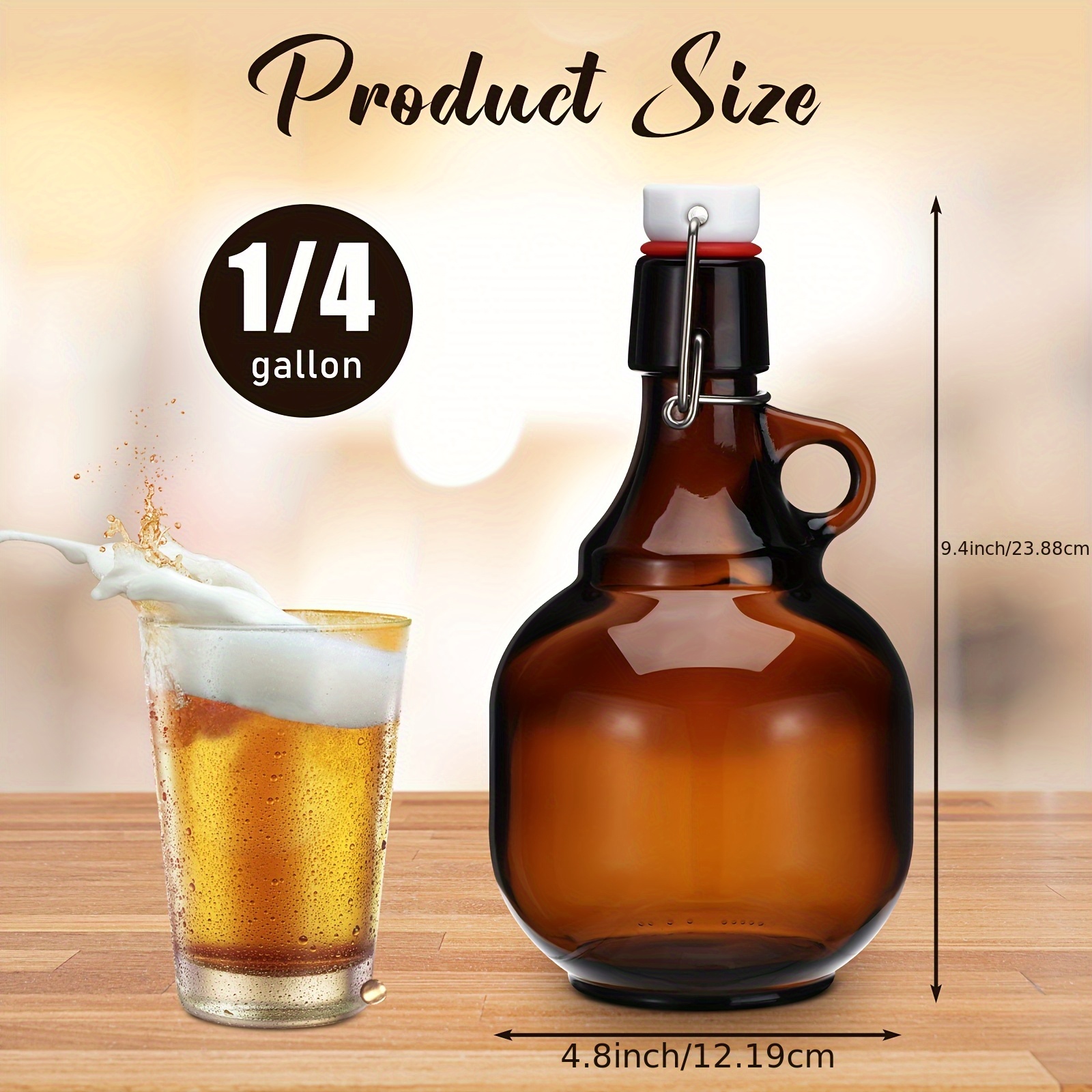 4pcs Amber Glass Growlers for  – Wine Beer Cider recenzja i cena