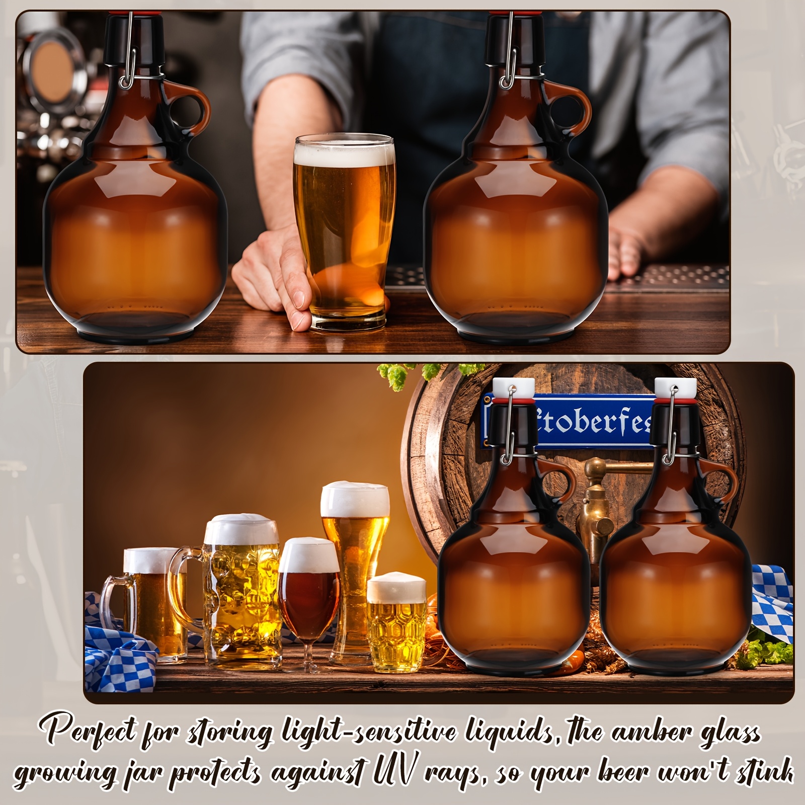 4pcs Amber Glass Growlers for  – Wine Beer Cider recenzja i cena